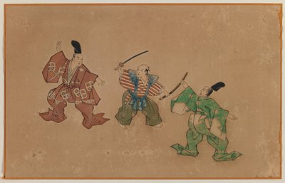 Drawing the Sword, Album Leaf Painting by Japanese School
