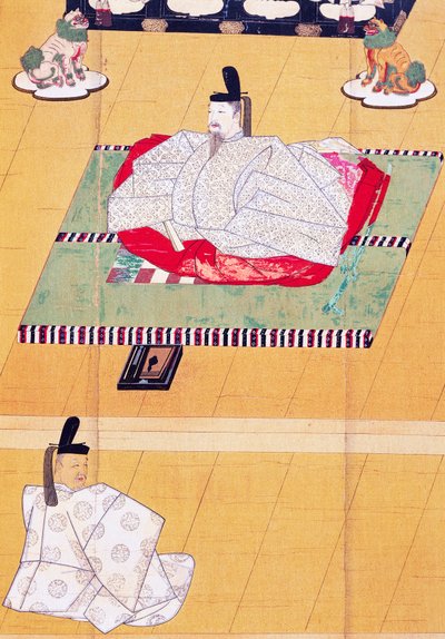 Emperor Go-Daigo and Minister Fujifusa, Woodcut, Kamakura Period, Japanese Civilization by Japanese School