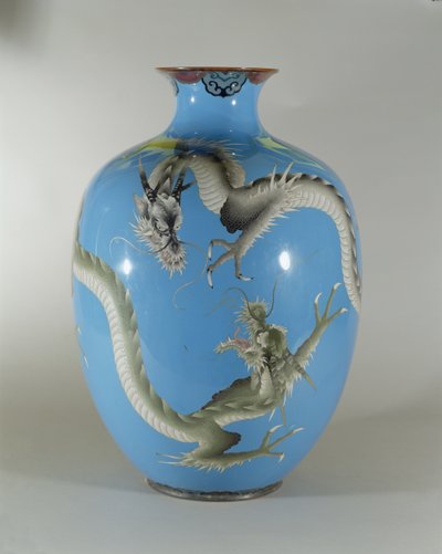 Enamelled vase decorated with a pair of dragons, Japanese by Japanese School