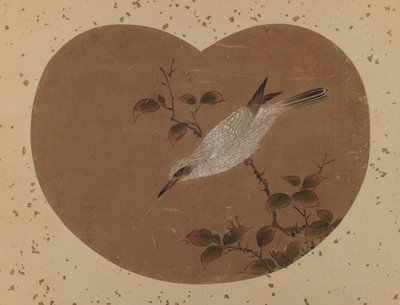 Fan painting with bird (recto) by Japanese School