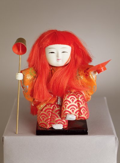 Festival doll of a servant holding a dipper and dish by Japanese School