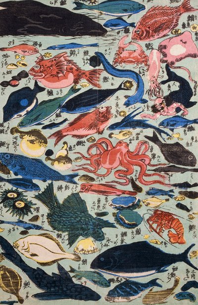 Fresh fish, molluscs and crustaceans by Japanese School