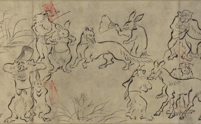 Frolicking Animals (Choju Giga) Muromachi Period by Japanese School