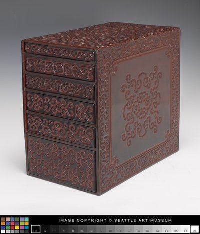 Guri Lacquer Box with 6 Drawers by Japanese School