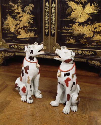 Imari pair of seated hounds by Japanese School