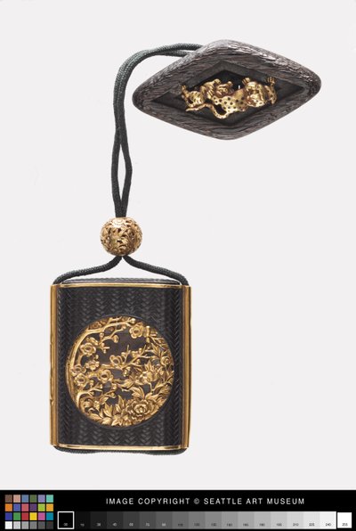 Inro with Floral Designs, Ojime, and Netsuke, 18th-Early 19th Century by Japanese School