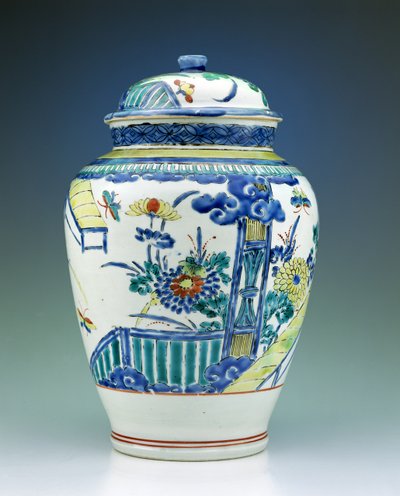 Jar and Cover Decorated with Kakiemon Enamels, c.1680 by Japanese School