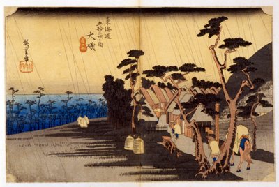 Landscape in the Rain. Japanese Print. 19th Century by Japanese School