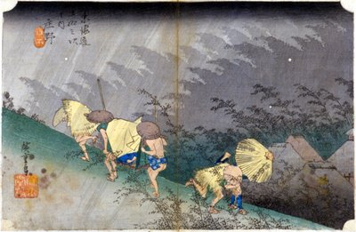 Landscape in the rain. Japanese print. 19th century by Japanese School