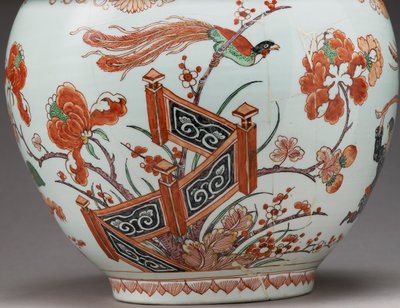 Large bottle vase, decorated in Holland in the Imari style, Ko-Imari, late 17th century (detail) by Japanese School