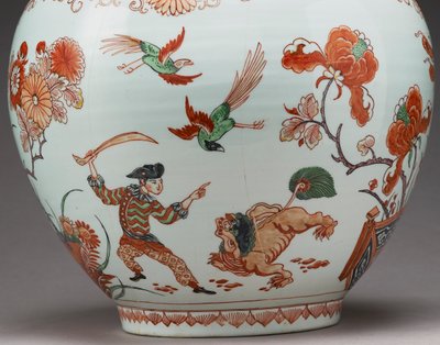 Large bottle vase, decorated in Holland in the Imari style, Ko-Imari, late 17th century (detail) by Japanese School