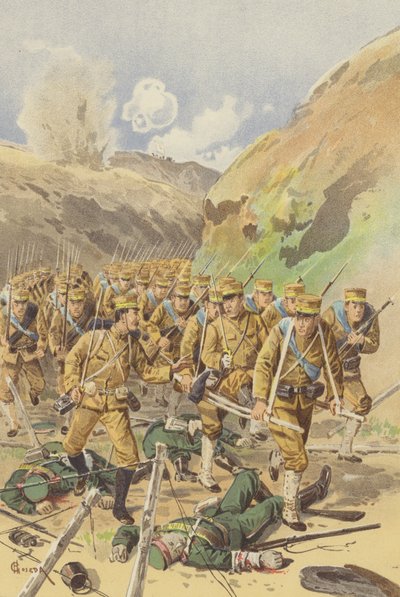 Lieutenant Takagi asking his Brigade Commander for Permission to advance by Japanese School