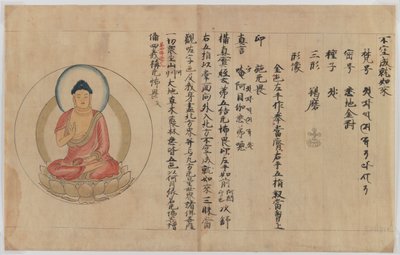 Manuscript and Image of Buddha by Japanese School