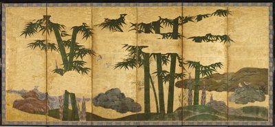 Moonlit Bamboo Grove, Early 16th Century by Japanese School
