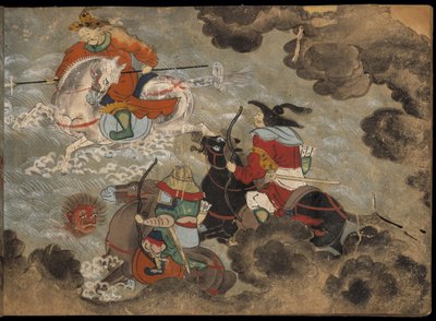 Mounted Soldiers Fighting Demons, Illustration from the 