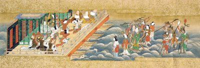 One of Three Miniature Handscrolls Depicting the Story of Taishokkan by Japanese School