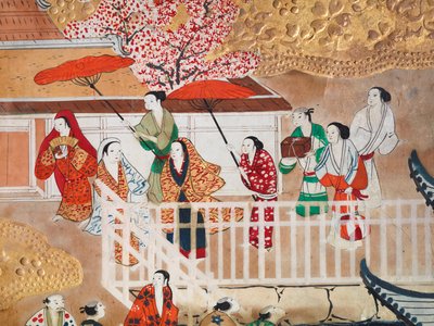 Osakazu Byobu - Japanese Eight-Panel Folding Screen by Japanese School