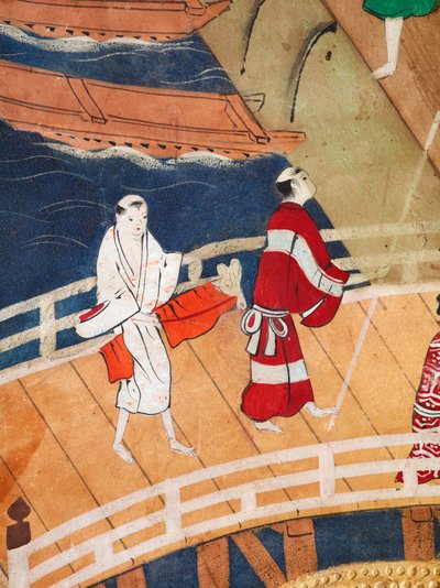 Osakazu Byobu - Japanese eight-panel folding screen by Japanese School