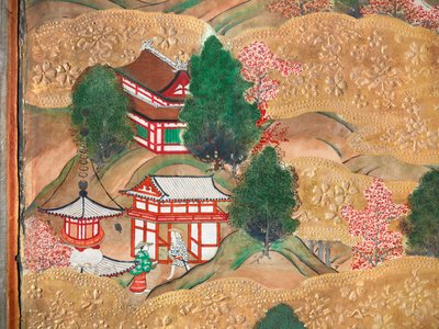 Osakazu Byobu - Japanese eight-panel folding screen by Japanese School