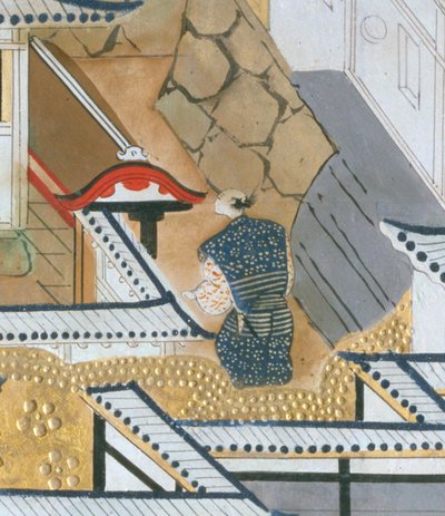 Osakazu Byobu - Japanese eight-panel folding screen by Japanese School