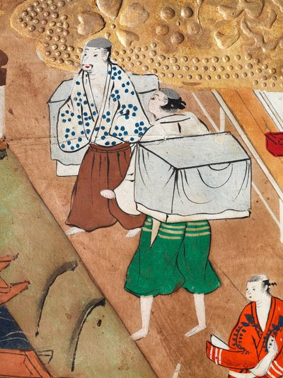 Osakazu Byobu - Japanese eight-panel folding screen by Japanese School