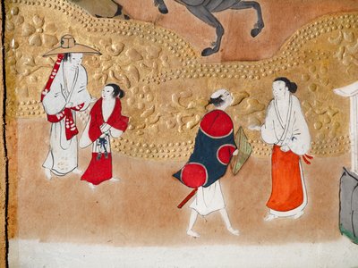 Osakazu Byobu - Japanese eight-panel folding screen by Japanese School