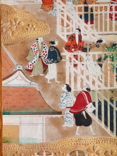 Osakazu Byobu - Japanese eight-panel folding screen by Japanese School