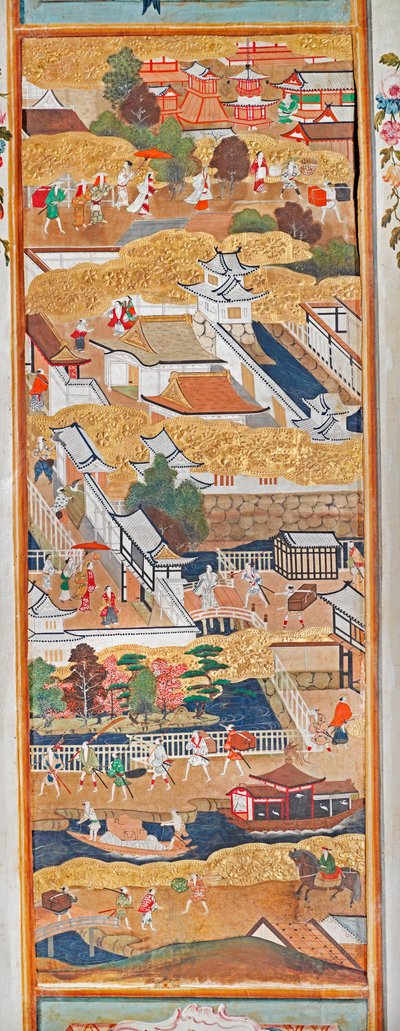 Osakazu Byobu - Japanese eight-panel folding screen by Japanese School