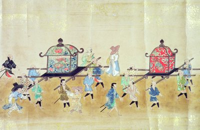 Part of the Sixth Korean Embassy to Japan at the time of Tokugawa Ietsunas succession in 1651, possibly by Kano Masunobu 1655-57 by Japanese School