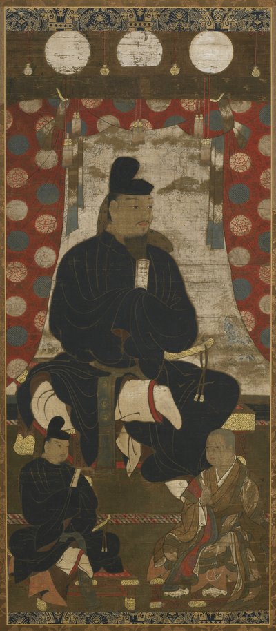 Portrait of Fujiwara no Kamatari Accompanied by Two Sons by Japanese School