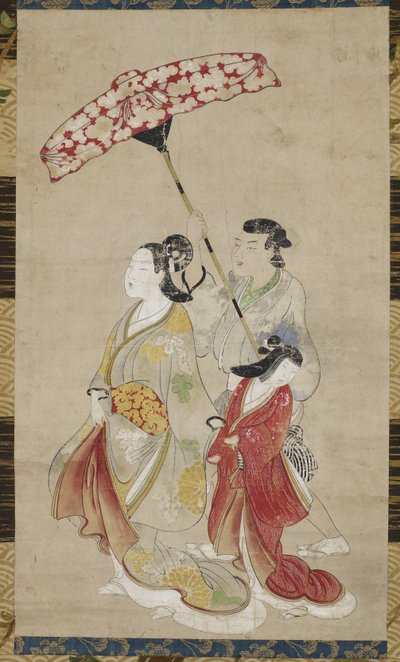 Prostitute with Attendants on Parade by Japanese School