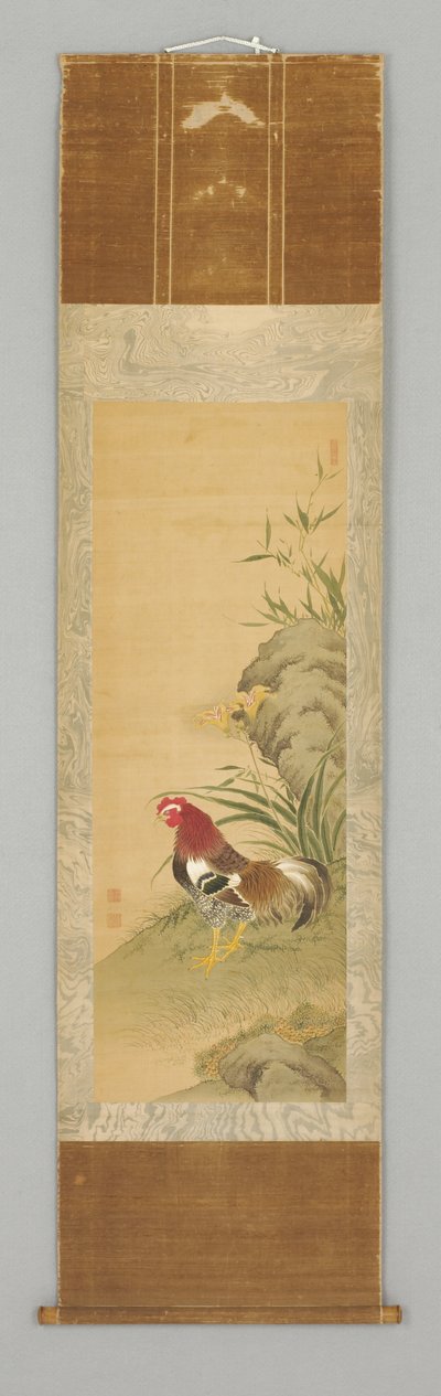 Rooster by a Rock by Japanese School