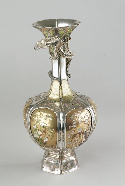 Silver, gilt and enamel shibayama vase, late 19th century by Japanese School