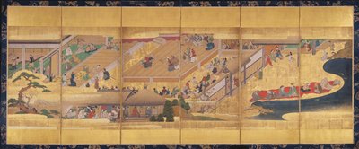 Six Fold Screen with the Noh Play Funa-Benkei, c.1660 by Japanese School