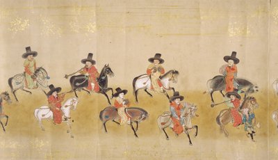 Sixth Korean Embassy to Japan in Meireki 1 at the time of Tokugawa Ietsunas succession in 1651, possibly by Kano Masunobu (1625-94) (detail) by Japanese School