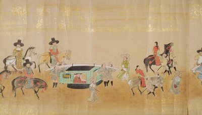 Sixth Korean Embassy to Japan in Meireki 1 at the time of Tokugawa Ietsunas succession in 1651, possibly by Kano Masunobu (1625-94) (detail) by Japanese School