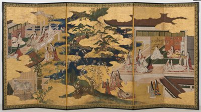 Spring in the Palace, Six-Fold Screen from The Tale of Genji, c.1650 by Japanese School