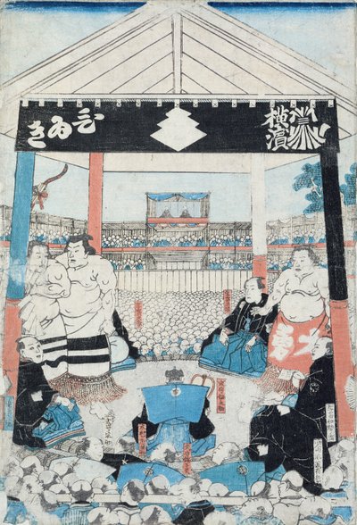 Sumo Wrestlers About to Begin a Match by Japanese School
