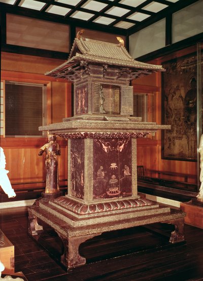 Tamamushi shrine from the Horyu Ji Temple, depicting the story of Buddha in a previous incarnation by Japanese School