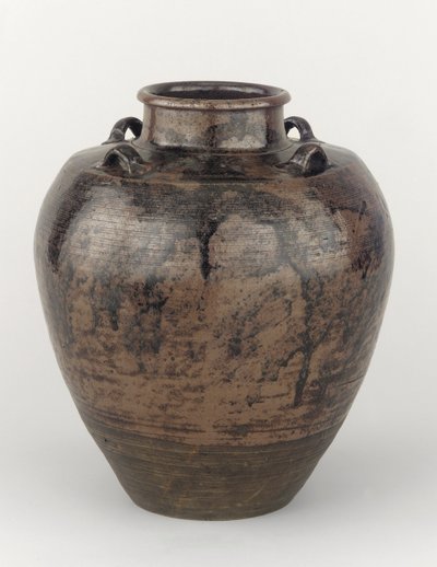 Tea-leaf storage jar with four lugs on squared shoulder, Edo period by Japanese School