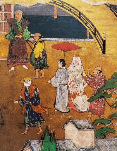 The Arrival of the Portuguese in Japan, Street Scene (detail) by Japanese School