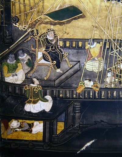 The Arrival of the Portuguese in Japan, (detail) by Japanese School