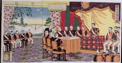 The Emperor Mutsuhito (1852-1912) Holding a Council of War, an Episode from the Sino-Japanese War, Late 19th Century by Japanese School