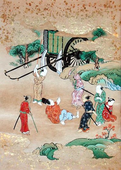The Monk Shogaku (1126-1235) Being Attacked by Brigands by Japanese School