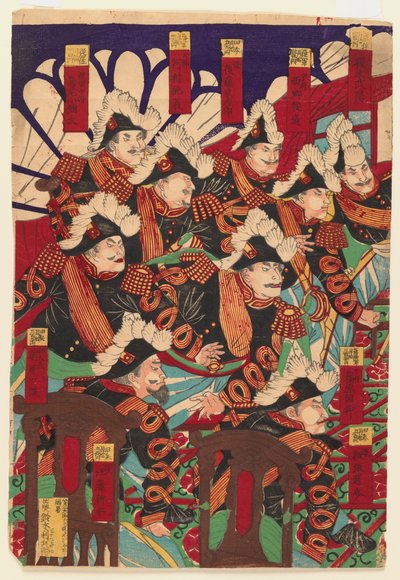 Three Sheets of a Triptych by Japanese School