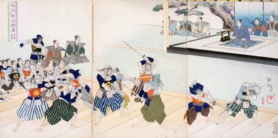 Warlord watches Samurai practising their Swordplay by Japanese School