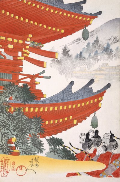 Warriors Depart, from a 19th Century Album of Woodcuts by Japanese School
