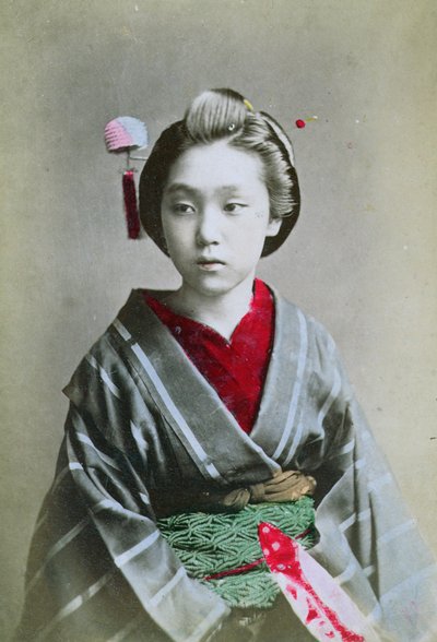 Young Girl in a Kimono, c.1860-70 by Japanese School