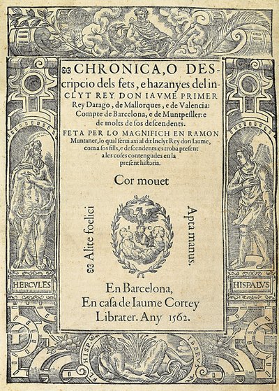 Ramon Muntaner (1265-1336), Catalan military and columnist. Cover of the book 
