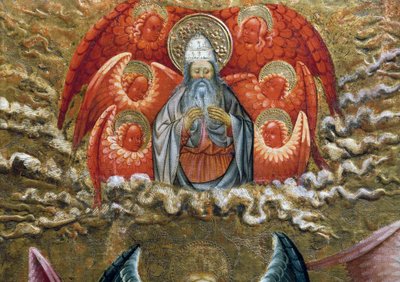 God the Father surrounded by angels, altarpiece from Verdu by Jaume Ferrer